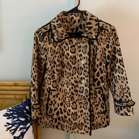 WHITE HOUSE BLACK MARKET Double-breasted Leopard Print Jacket, Size 0 - Picture 4 of 8